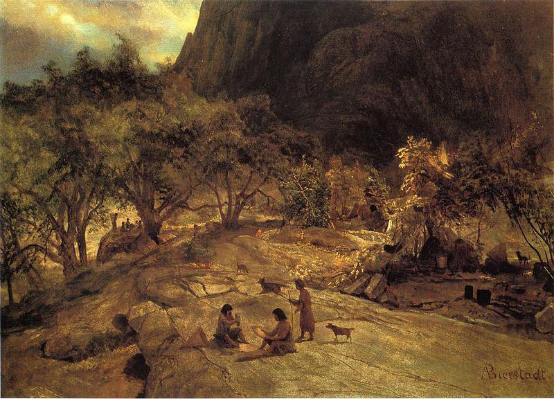 Albert Bierstadt Mariposa Indian Encampment, Yosemite Valley, California oil painting image